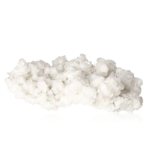 White calcite crystal cluster, enhances self-confidence and motivation, promotes concentration and learning.