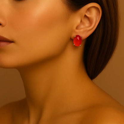 Carnelian Claw Stud Earrings (Gold) Sylvia Crystals Sp. z o.o.