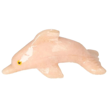 Carved Dolomite Dolphin figurine by Sylvia Crystals, designed for decor and emotional tranquility.