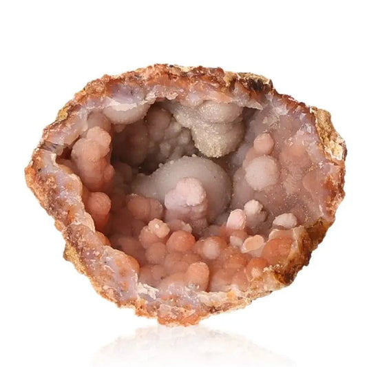 "Chalcedony Stalactite crystal with pink hues from Sylvia Crystals, symbolizing growth and transformation in luxury and spirituality."