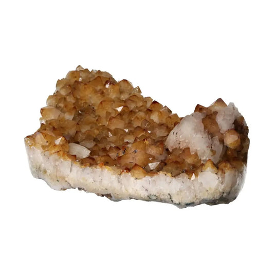 Citrine Druze with Calcite gemstone from Sylvia Crystals, showcasing radiant beauty and powerful metaphysical properties.