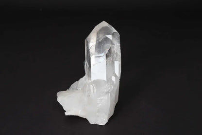Clear Quartz Cluster Crystal Formation on Black Background