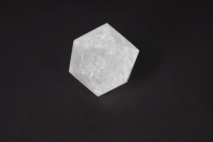 Clear Quartz Geometric Sphere, 8 cm stone for purification and negative energy neutralization, ideal home decor piece.