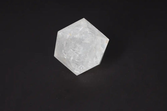 Clear Quartz Geometric Sphere, 8 cm stone for purification and negative energy neutralization, ideal home decor piece.