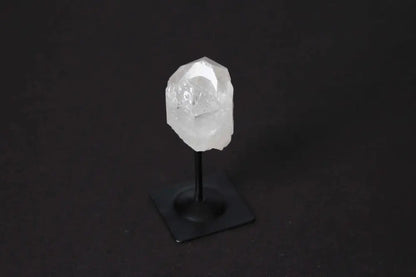 Clear Quartz on Metal Stand, luxury spiritual decor, enhances mental clarity, by Sylvia Crystals
