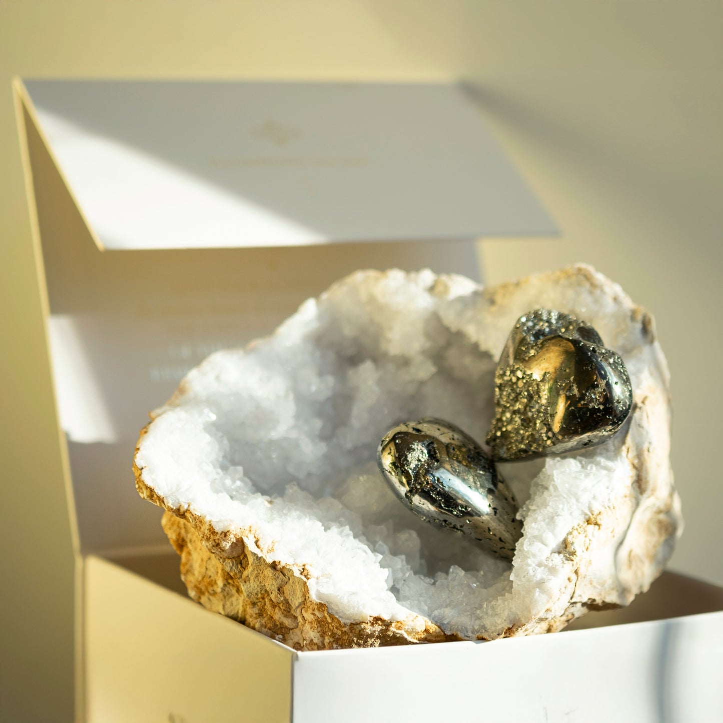 Valentines Pyrite and Quartz Geode Box