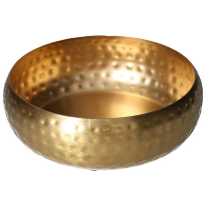 Luxurious Sylvia Crystals Decorative Bowl with a gold hammered finish, perfect for adding elegance and spiritual ambiance to any space.