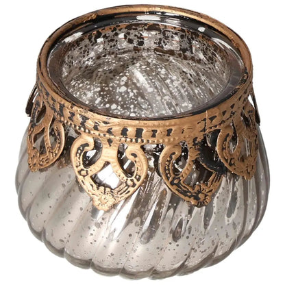 Sylvia Crystals Decorative Lantern with elegant metallic accents and glass design for luxury and tranquility.