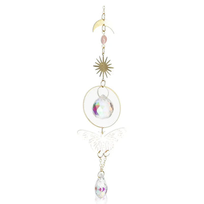 Dreamy Suncatcher-A featuring prism crystals, butterfly and celestial designs, hanging decor for enchanting light reflections.