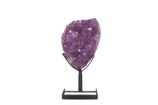 Large Polished Amethyst Druze on Metal Stand