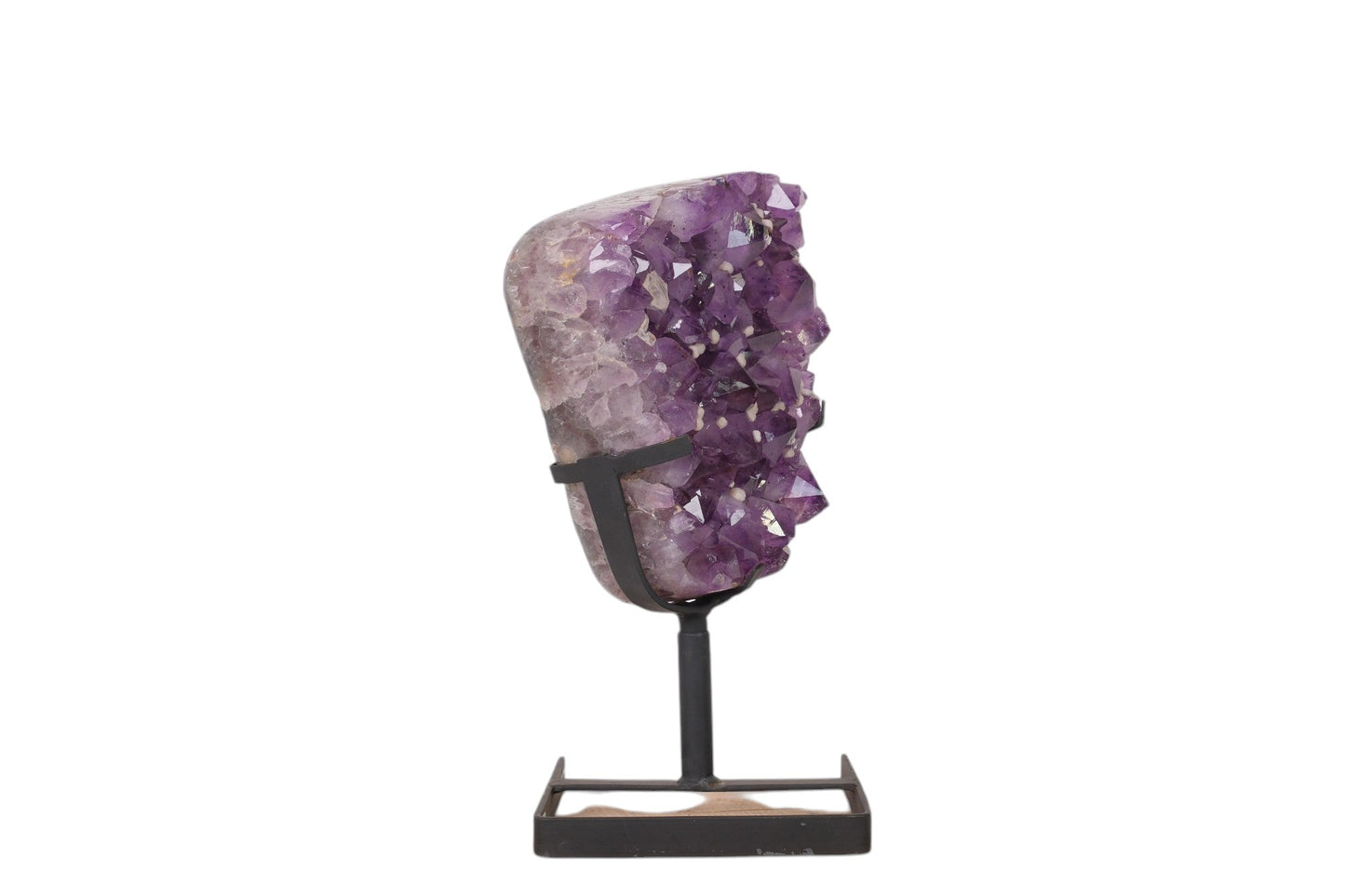 Large Polished Amethyst Druze on Metal Stand