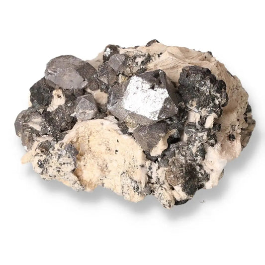 Galena with Quartz Druze, showcasing silvery luster and translucent sparkle, perfect for mineral collectors and enthusiasts.