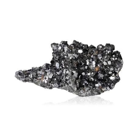 Galena crystal displaying its mesmerizing, metallic luster, known for grounding and protective spiritual attributes.
