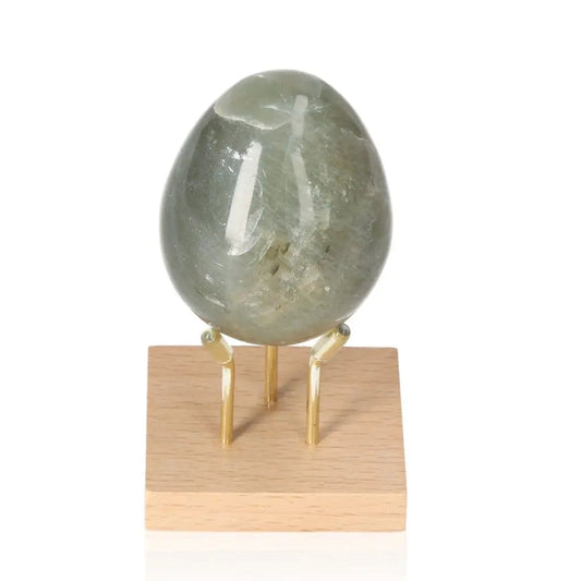 Garnierite Crystal Egg on Stand - Abundance, Healing, Heart-Centered Energy Decor
