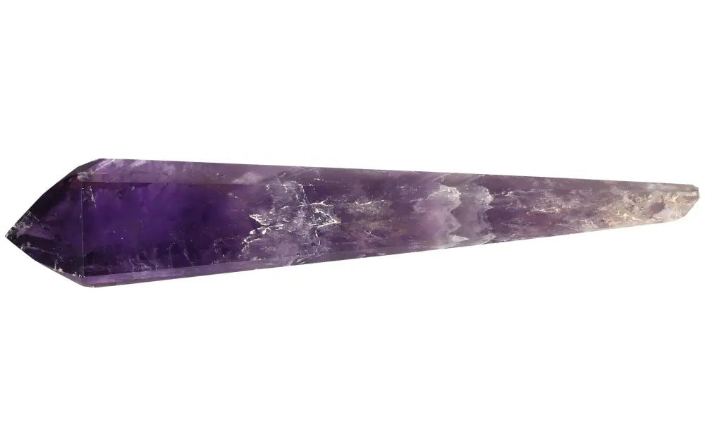 Amethyst point crystal for meditation, spiritual connection, and clarity in rich purple hues, promoting calm and healing.