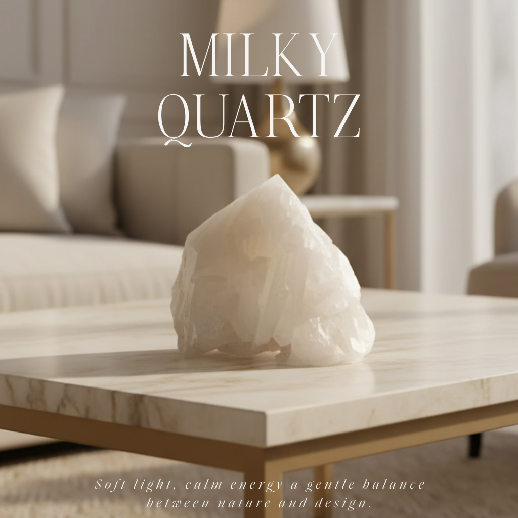 Punta de cuarzo lechoso pulido