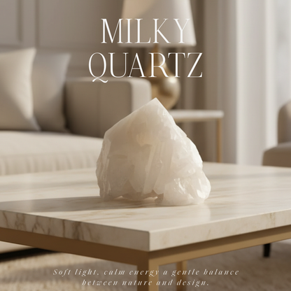 Punta de cuarzo lechoso pulido