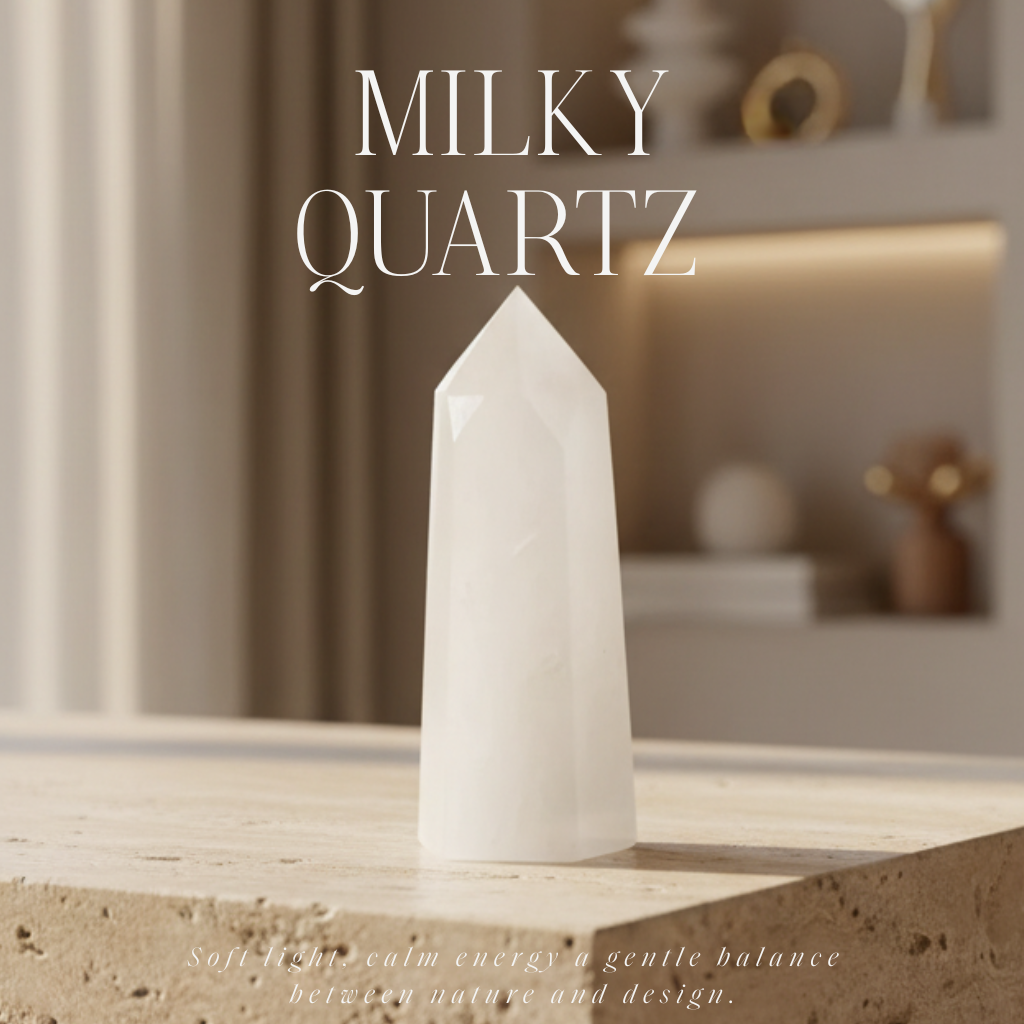 Obelisco de Cuarzo Lechoso Pulido