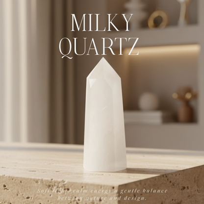 Obelisco de Cuarzo Lechoso Pulido