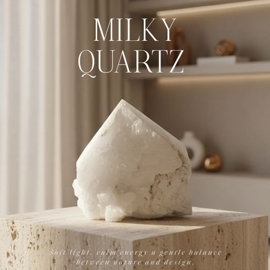 Punta de cuarzo lechoso pulido