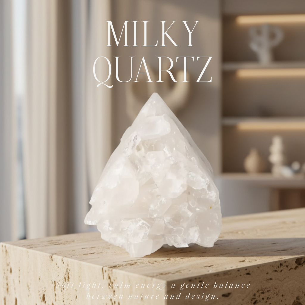 Punta de cuarzo lechoso pulido