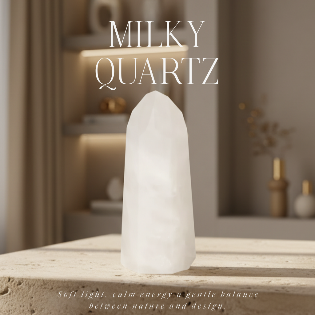 Obelisco de Cuarzo Lechoso Pulido