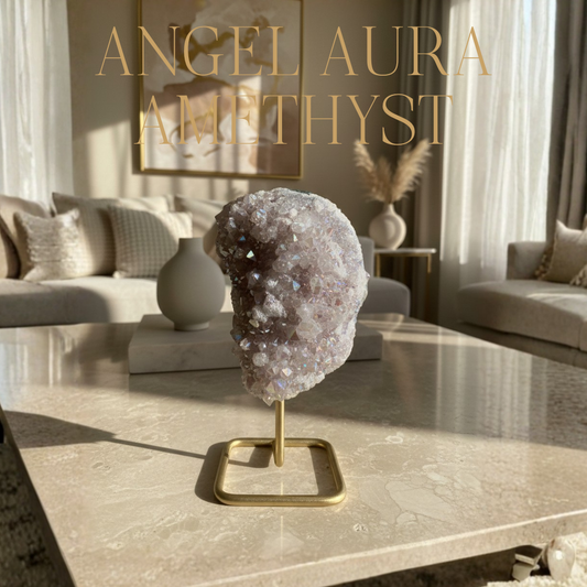 Amatista Angel Aura en Soporte Metálico