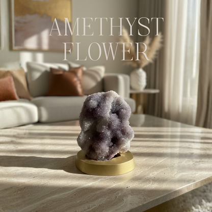 Amethyst Flower Wooden Base 032209