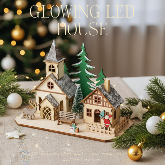 Tischdeko Dorfhaus LED 27 cm