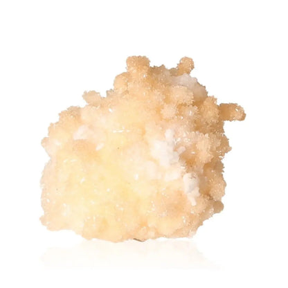 Ighoud Calcite Druze from Morocco, showcasing earthy tones and natural shapes, embodying grounding and transformational energy.