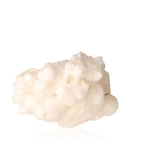 Ighoud Calcite Druze from Morocco, white mineral with earthy tones, known for stability, transformation, and grounding energy.