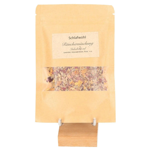 Pouch of Restful Slumber incense blend featuring lavender and elderflower for a calming, sleep-enhancing aromatherapy experience.