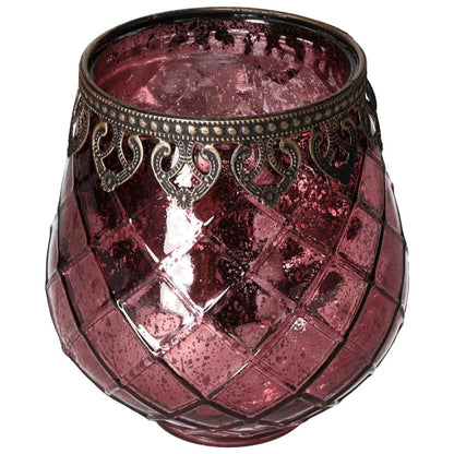 Elegant lantern with intricately designed metal rim and crystal body, offering a sophisticated touch of modern décor from Sylvia Crystals.
