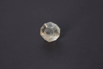 Lemurian Quartz Geometric Sphere 4.5 cm on a black background, showcasing sacred geometry and ancient wisdom.