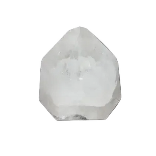 Lemurian Quartz Obelisk on dark background showcasing its unique crystal clarity and spiritual energy properties.