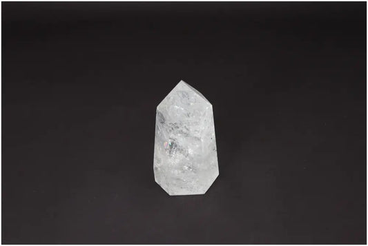 Lemurian Quartz Obelisk crystal against black background, enhancing clarity, balance, and personal growth. Ethically sourced, hand-selected piece.