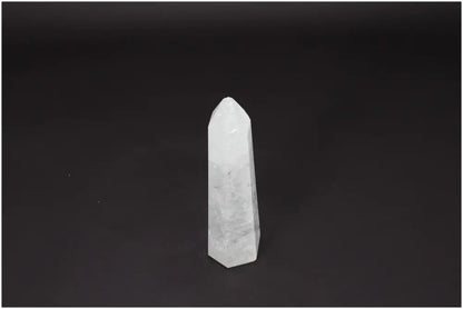 Lemurian Quartz Obelisk on black backdrop, symbolizing clarity, balance, and personal growth, perfect for energy amplification.