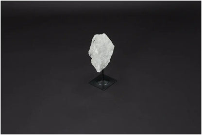 Lemurian Quartz on metal stand, Clear Quartz crystal for clarity and personal growth, ethically sourced and naturally formed stone.