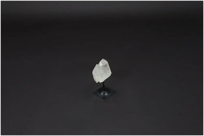 Lemurian Quartz crystal on metal stand, known as Master Healer, for energy amplification, clarity, balance, ethical sourcing.