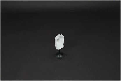 Lemurian Quartz crystal on metal stand, perfect for enhancing clarity and balance through amplified intentions and energy.