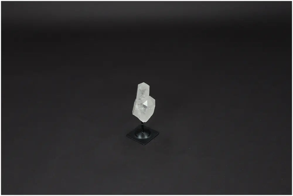 Lemurian Quartz on Metal Stand with Black Base for Harmonizing Energy and Cleansing Spaces