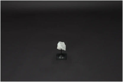 Lemurian Quartz on metal stand against a dark background, promoting clarity and energetic purification by absorbing negative vibrations.