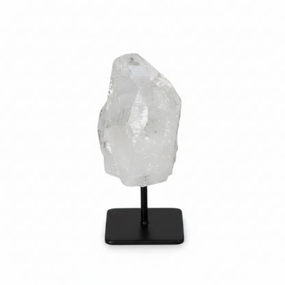 Lemurian Quartz on metal stand for purification and energy harmony, cleanses negative vibrations and electromagnetic radiation.