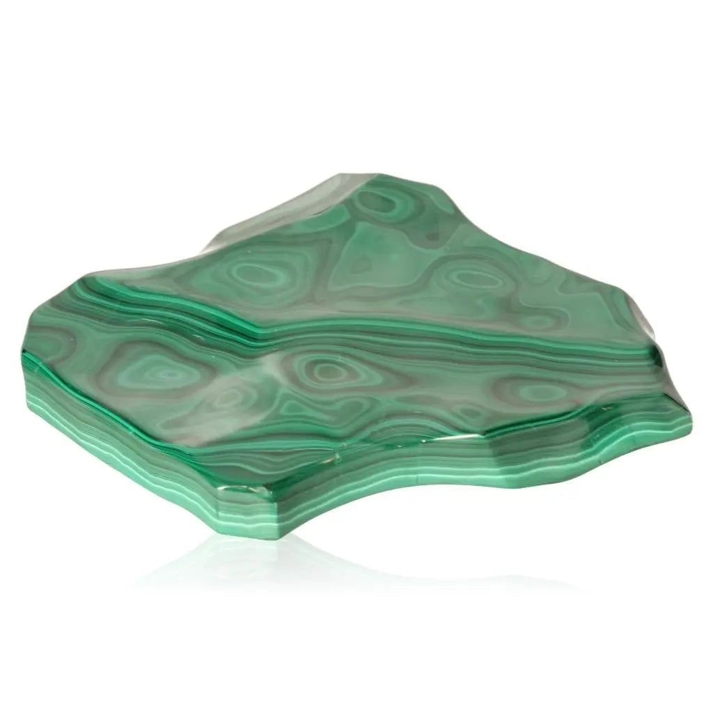 Vibrant green malachite gemstone with unique patterns, symbolizing natural harmony and energetic balance.