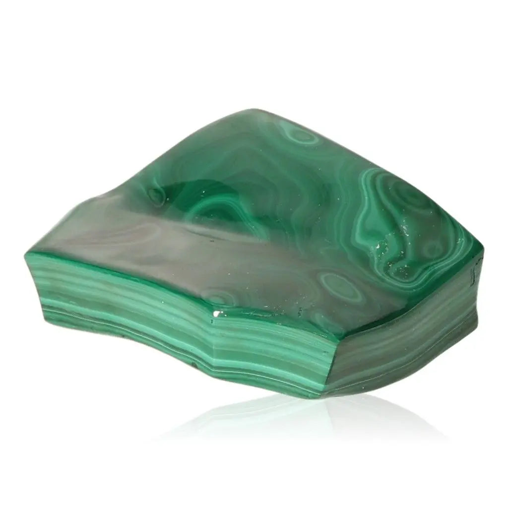 Polished Malachite gemstone showcasing vibrant green patterns and natural beauty.