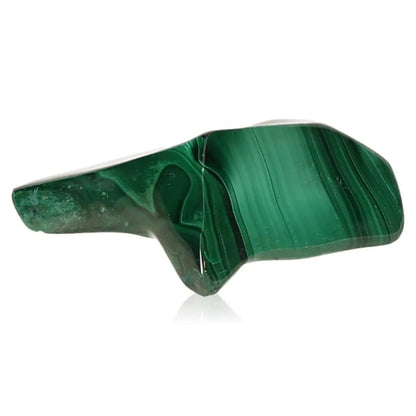 Green malachite gemstone with soothing energy, known for courage and hope, perfect for life transitions and alleviating depressive states.