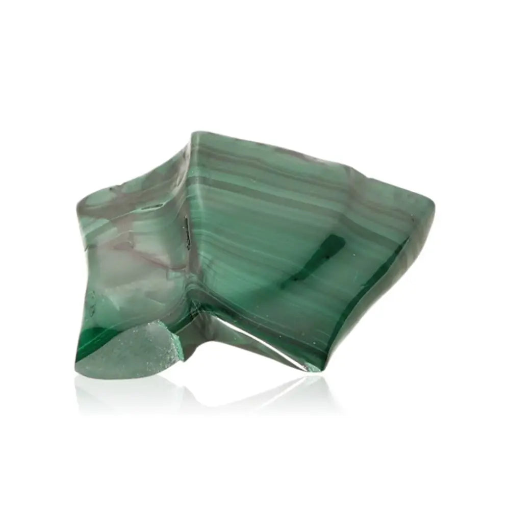 Polished green Malachite stone with natural banding