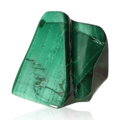 Malachite gemstone showcasing vibrant green hues, symbolizing transformation and positivity.