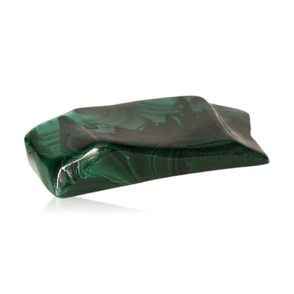Polished Malachite stone with deep green hues, ideal for connecting with nature's energy and enhancing courage and hope.