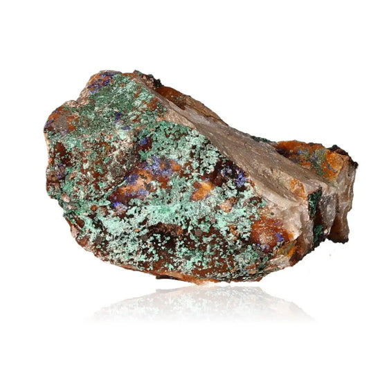 Rough malachite mineral showcasing vibrant green swirls and intricate bands, known for its energizing and calming properties.